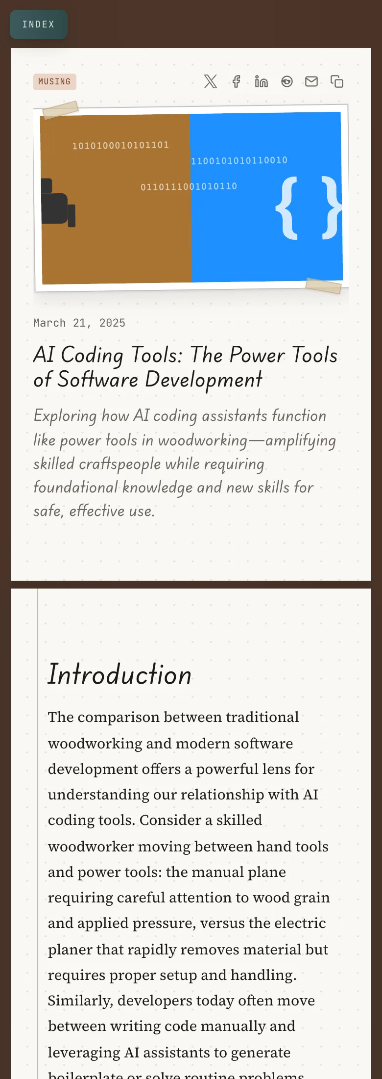 Tall phone screenshot of an article leaf in the stacked CSS notebook layout